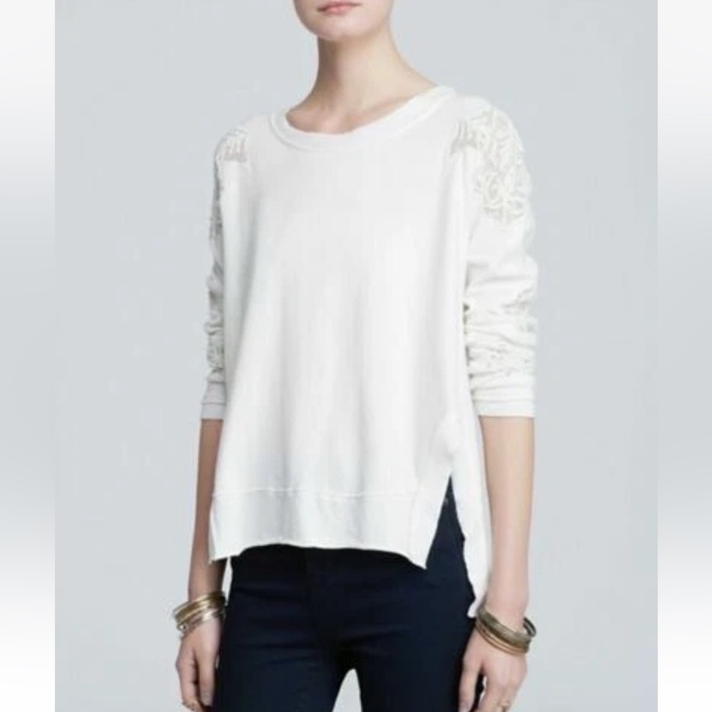 FREE PEOPLE Grandpa Jersey Outer Sunset Top in Ivory Lace women - S - Picture 2 of 11